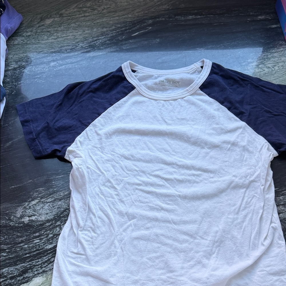 Navy and White Short Sleeve Tee